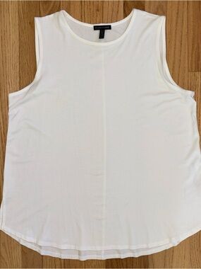 Eileen Fisher White Round Neck Sleeveless Tank